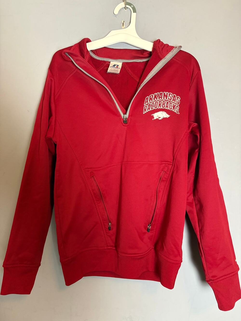 Arkansas Razorbacks Russell Athletic Red Quarter Zip Pullover Size S